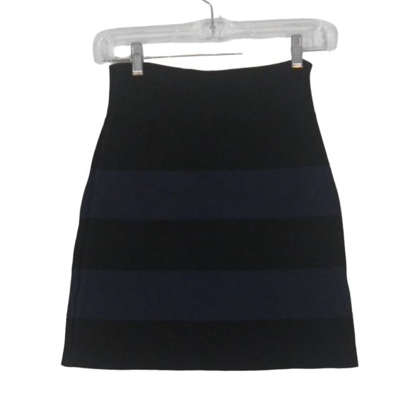 BCBG Maxazria Sexy Black Blue Stripes Bandage Skirt, BCBGMaxazria, size M‎ - Picture 1 of 5